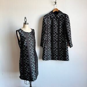DIANE VON FURSTENBERG Bold Print Black 2 Piece Set - Sheath Dress & Jacket